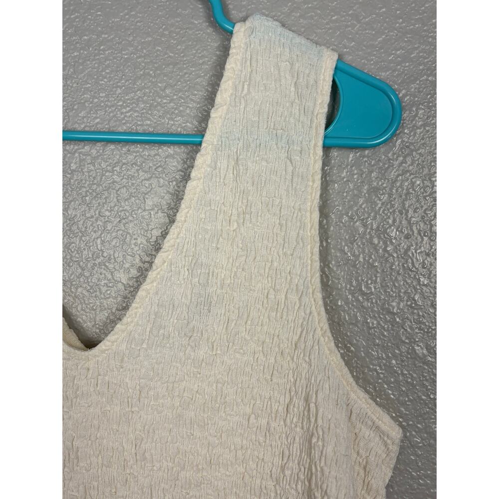 A New Day Size Large Textured Cream V-Neck Sleeveless Cotton Blend Tank Top - Picture 2 of 8